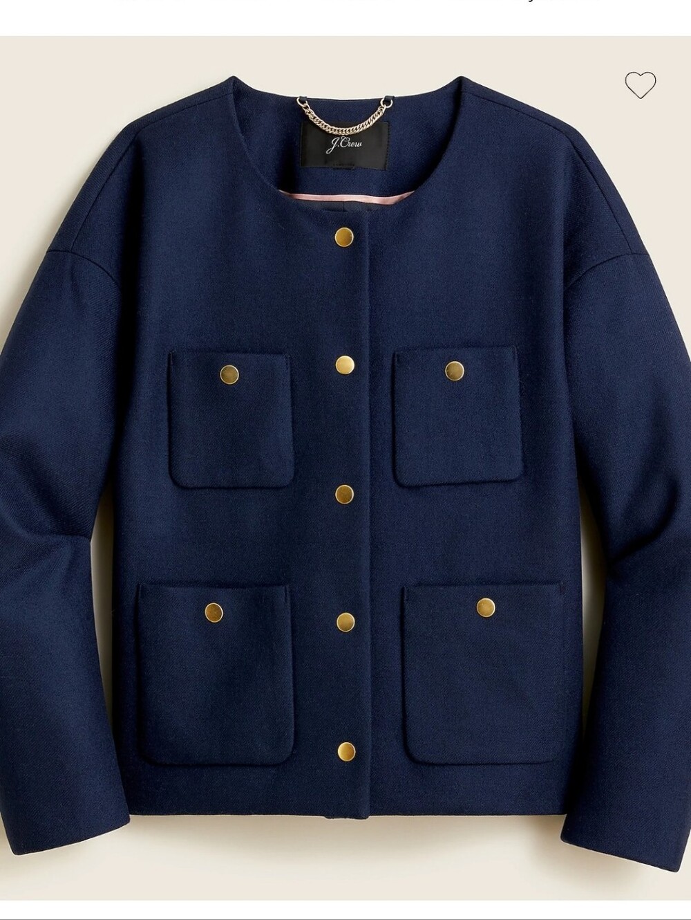 J.Crew Relaxed Lady Jacket in Double-Serge 100% Wool, Navy Blue, Size 10 - Picture 2 of 11